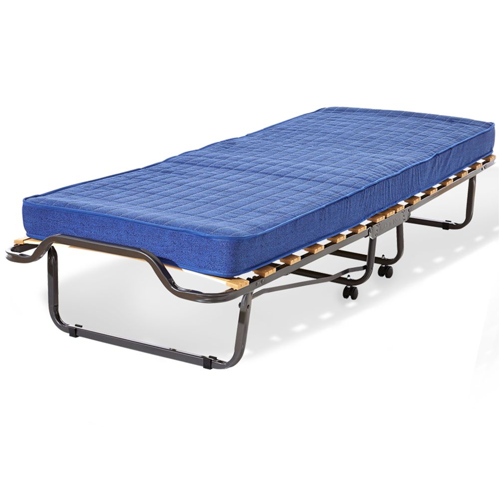 Folding camp bed 80x200 cm, 38 cm high, Waterfoam mattress.