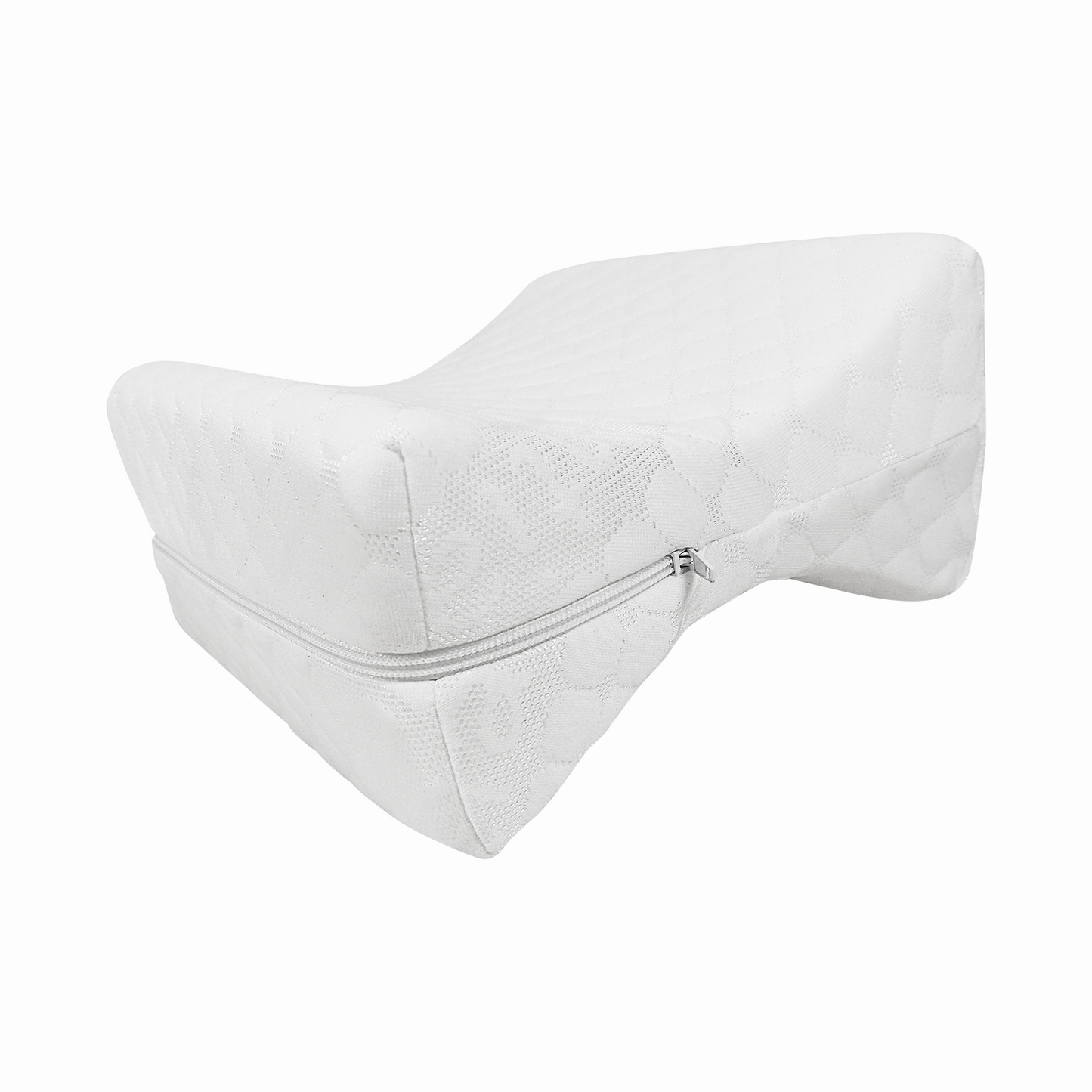 Leg and knee pillow, ergonomic foam, removable cover.