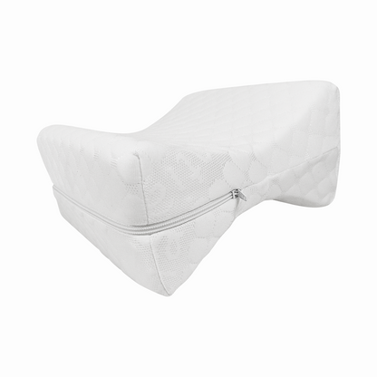 Leg and knee pillow, ergonomic foam, removable cover.