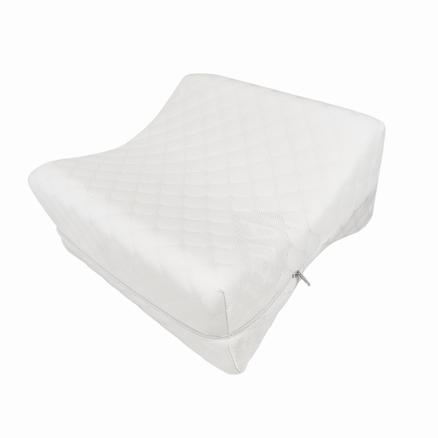 Leg and knee pillow, ergonomic foam, removable cover.