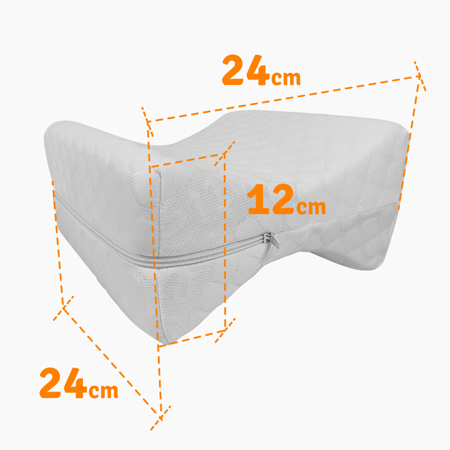 Leg and knee pillow, ergonomic foam, removable cover.