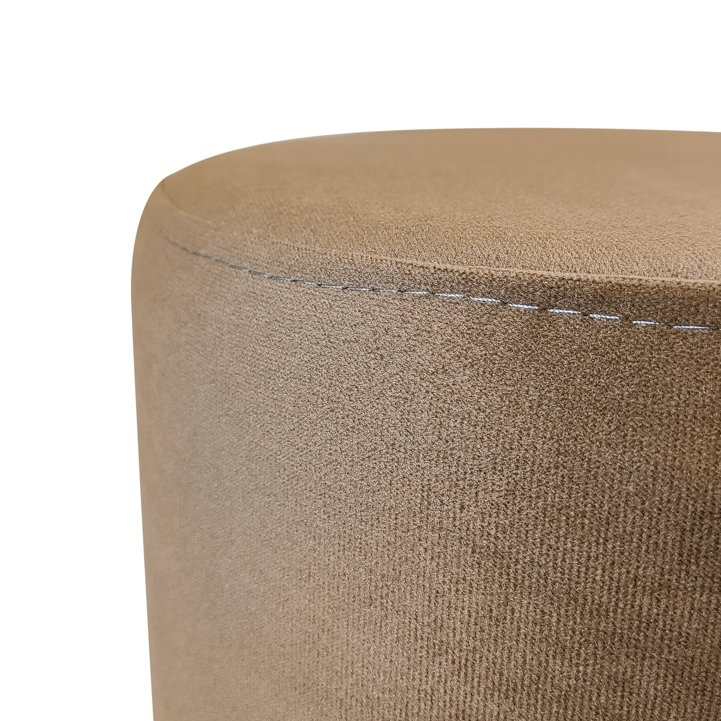 27cm High Circular Footstool - Waterproof Suede Pouf, Wooden Feet