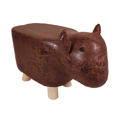 28cm High Animal Pouf Footstool - Waterproof Coating, Wooden Feet