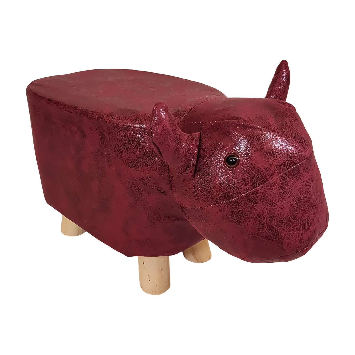 28cm High Animal Pouf Footstool - Waterproof Coating, Wooden Feet