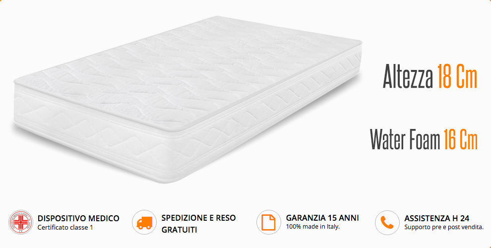 KIT MATERASSO PIAZZA E MEZZA 120x200 H 18 CM + 1 CUSCINO MEMORY FOAM  ORTOPEDICO